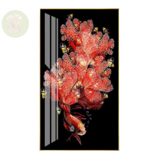 호마스 행운을 불러들이는 매혹적인 금붕어 보석십자수 AB비즈 도구 세트, 50x90cm, 1개