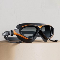 YLIKE 大框成人泳鏡，防霧護目鏡，高清專業游泳眼鏡, 1個, 黑橙_600, 黑橙