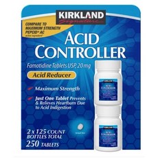 kirkland 改善方針 nightime 夜間胃酸控制片 (2028/05) (2026/07), 1個, acid controller 250顆, 白色