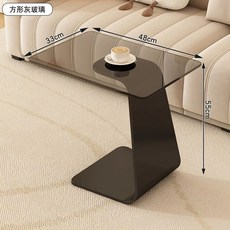 쇼파 사이드 테이블 그레이 강화유리 유리 높이 55 투명 강화 45, G. 사각형 회색 유리 33x48x55