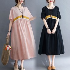 [Myshe]여름 오버사이즈 미디 면마 원피스 여성 Ming601FEI601LYQ02