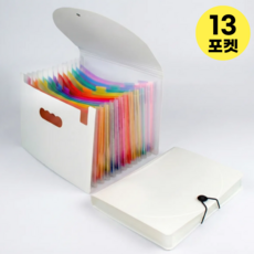 데이모노 프로 아코디언 도큐먼트 파일, 커버형, 13포켓, 화이트+무지개, 1개