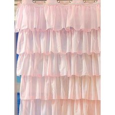 핑크 레이스 쉬폰 커튼 망사 가리개 안방 카페 차르르 반투명, 1개, 140x225cm 은색링 (색상 메모)