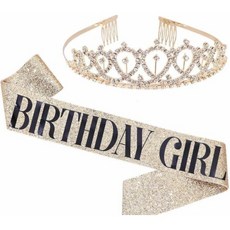 『當天出貨 台灣現貨』歐式水鑽皇冠 生日禮儀揹帶組，生日派對裝扮，水鑽皇冠，生日揹帶組, 金+金揹帶, 1個