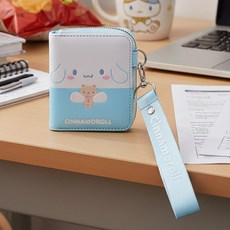 시나모롤 귀여운 스트랩 반지갑 어린이 초등학생 여아 생일선물 입체 자수 2단 지퍼 지갑