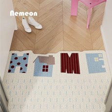 정싱 현관문 실크 서클 매트 VC 발판 재단, 1개, 하늘색(80*120cm)