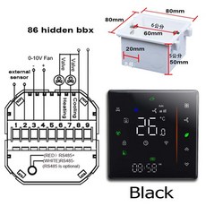 WI FI 선풍기 코일 10V 모듈레이션 24V 가열 온도조절기 옵션 240V 냉각용 95, 24VAC, Bla 86 Box
