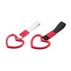 장식용 하트 테마 자동차 스트랩 레이싱 견인 스트랩 범퍼 장착 및 내부 핸들링과 완벽하게 호환됩니다, 빨간., 2개