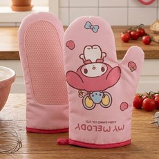 산리오 캐릭터 오븐장갑 2p 마이멜로디 실리콘 미끄럼방지 베이킹 에어프라이어 오븐용 장갑, 1개, 핑크