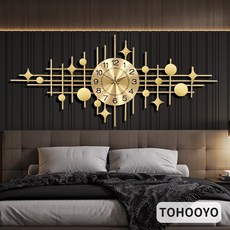 골드 지오메트리 아트 벽시계 레트로 퓨처리즘 무소음 대형벽시계 모던 미니멀 럭셔리 디자인소품 집들이선물, Golden