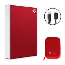씨게이트 ONE TOUCH HDD 외장하드 + 파우치, 레드, 1TB