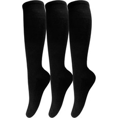 축구 소프트볼 야구 양말 3켤레 남성용 무릎 높이, Small, Black