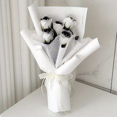 어나더플레르 쉐도우 장미 꽃다발, 1개, 화이트-화이트포장 5p
