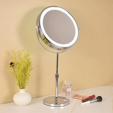 LED 높이조절 화장대 대형 조명거울 확대경 접이식, 10 실버 조절식 3 거울 직경 25cm