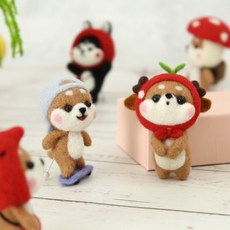 인프마켓 양털 니들 펠트 DIY 양모펠트DIY세트 펠트인형키링 양모펠트키트인형만들기, 3양털펠트-양머리시바, 3양털펠트-양머리시바