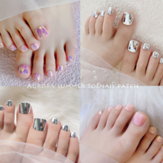 오로라 패디팁 24pcs 매탈팁 페디팁 네일연장 유행네일팁 연예인팁 셀프 네일 데일리, 1개