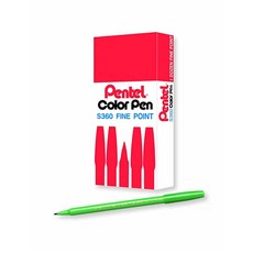 Pentel Arts 컬러 펜 페일 오렌지 12개 박스 (S360-116), 올리브 그린