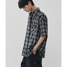 알리스 ALYSS 시어서커 플래드 체크 하프 셔츠 [블랙]