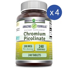 어메이징 뉴트리션 크롬 피콜리네이트 200mcg Amazing Nutrition Chromium Picolinate, 4개, 240정
