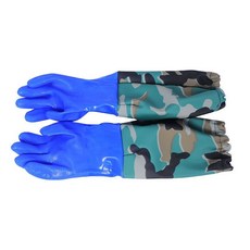 手套 馬蜂胡蜂防護服抓蜂手套加長加厚防刺穿耐磨耐臟養蜂工具迷彩防護, 1個, 藍色磨砂加厚加長手套