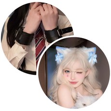 코스프레 고양이 귀 머리띠 수갑 세트 할로윈 파티 여성용 소품