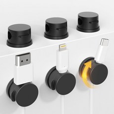 회전 코드 홀더 마그네틱 정리함 책상용 인치 케이블 나이트스탠드용 6팩 클립 자동차 홈 오피스용 접착 홀더 관리 클립(흰색), Black