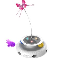 IPSKY 三合一電動逗貓器 自動逗貓棒 貓玩具 寵物玩具 羽毛轉盤 貓咪解悶, 1個, 黑白拼色, 黑白拼色