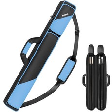 PEKREWS 수영장 큐 케이스 풀 스틱 케이스 5.1x5.1cm2x2인치 스틱 2개 보관 액세서리 지퍼 포켓 2개 어깨끈 손잡이가 있는 튼튼한 폴리에스터 수영장 큐 휴대, 틸/블랙