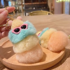 帶眼鏡毛毛蟲精緻女鑰匙扣鑰匙圈書包揹包小玩偶掛件公仔小飾品繩