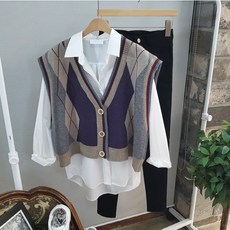 Imagination & Beyond 女款菱格花紋針織背心