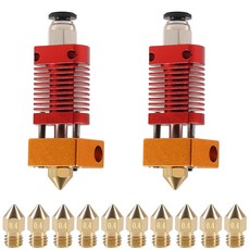 멜라이프 2PCS MK8 3D 프린터 압출기 10pcs 0.4mm 황동 노즐 크리얼리티 CR 시리즈엔더 시리즈와 호환되는 조립 핫엔드 키트., 2개 세트 MK8 3D 프린터 익스트루더와 10개 0.