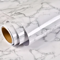 테이블 대리석 스티커 주방 벽에 비닐 벽지 자기 방수 장식 접착, 1mx40cm, Marble Light Gray, 1개