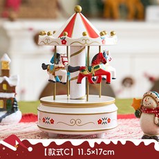 旋轉木馬音樂盒聖誕禮物 度假屋節慶裝飾 聖誕裝飾品 音樂旋轉木馬 節日禮品, C