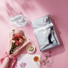 桔梗隨身包+黃豆粉新年禮盒 淺藍韓服綁結款, 1組, 500g