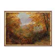 빈티지 가을 숲 풍경 포스터 무디 러스틱 팜하우스 나무 캔버스 그림 거실 벽장식 홈 데코, 7. 18