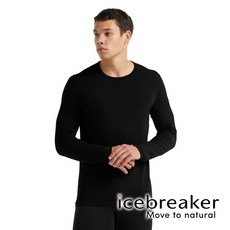 icebreaker 男 羊毛圓領長袖上衣 BF260 黑色