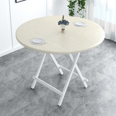 세라믹 접이식 식탁, 화이트 우드 + 100x100x73 원형 테이블