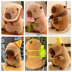 대형 카피바라 봉제 인형 귀여운 애착 쿠션 선물용 동물 인테리어용 인형 65cm, 올리브 갈매기 배낭