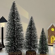 下殺價 圣誕節裝飾品 小木屋 圣誕樹擺件 微景觀 造景 小鎮 壁爐 裝飾 場景布置, 1個, 圣誕樹三件套