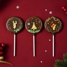 【Joyce Chocolate】聖誕節巧克力棒棒糖(10支/組)(B款)，可愛造型，派對交換禮物首選, 19g, 10個