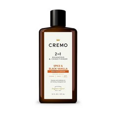 Cremo Bourbon & Oak 투인원 샴푸 및 컨디셔너 모든 모발 유형에 수분을 공급하고 클렌징하는 이발소 등급 품질 473.2ml(16온스) 407790, 16 Fl Oz (Pack of 1), Spice & Black Vanilla