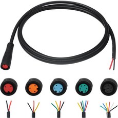 전기 자전거 라이트스로틀이브레이크디스플레이 부품을 위한 단일 커넥터 DIY 라인이 있는 발루오치 연장 케이블 2핀3핀4핀5핀6핀 방수 플러그, 5pin Female