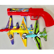 兒童玩具C16C 空戰飛機酷炫彈射槍 彈射槍 飛機玩具 發射器 戶外玩具 幼兒玩具 禮物 商檢合格, 紅色槍+三支飛機發射器（配色隨機）, 1個