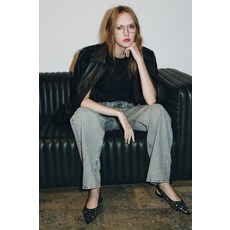 ZARA 자라 스터드 슬링백 발레리나 플랫슈즈 - 블랙 1533/710/800 {QHJ}