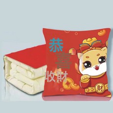 刺繡抱枕被子兩用二合一牀頭靠枕車載靠墊印logo辦公室午睡枕毯子, 恭喜發財