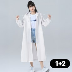 크크섬 EVA 다회용 남자 여성 우비 비옷 레인코트, 3개, 밀크화이트