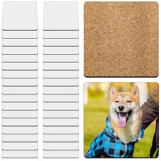 36피스 승화 소형 사각 코스터 블랭크 벌크 코르크 뒷면 MDF 열 전달 목재 컵받침 제품 아이팀 8.9 x 8.9cm(3.54 3.54인치), 36피스 승화 소형 사각 코스터 블랭크 벌크 코르크 뒷