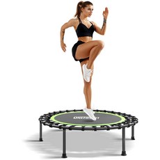 ONETWOFIT 42인치45인치 리바운더 트램펄린 사일런트 미니 실내 운동 피트니스 번지 최대 하중 330파운드, Green, 42