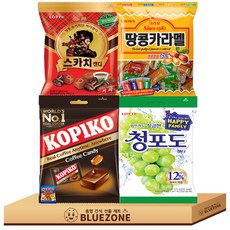 개별포장간식 사탕 캔디 C세트 청포도153g 스카치캔디157g 코피코 커피맛 150g 땅콩카라멜120g 하스25g, 4개, 120g