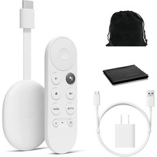 TV 스트리밍 장치 미디어 라이브 스틱 Google 크롬캐스트 - HDMI 케이블 및 음성 검색 리모컨이 포함된 휴대폰에서 TV로 프로그램 음악 사진 스포츠 청소용 천 파우치, 구글 크롬캐스트 with 구글 TV - 음성 검색이 가